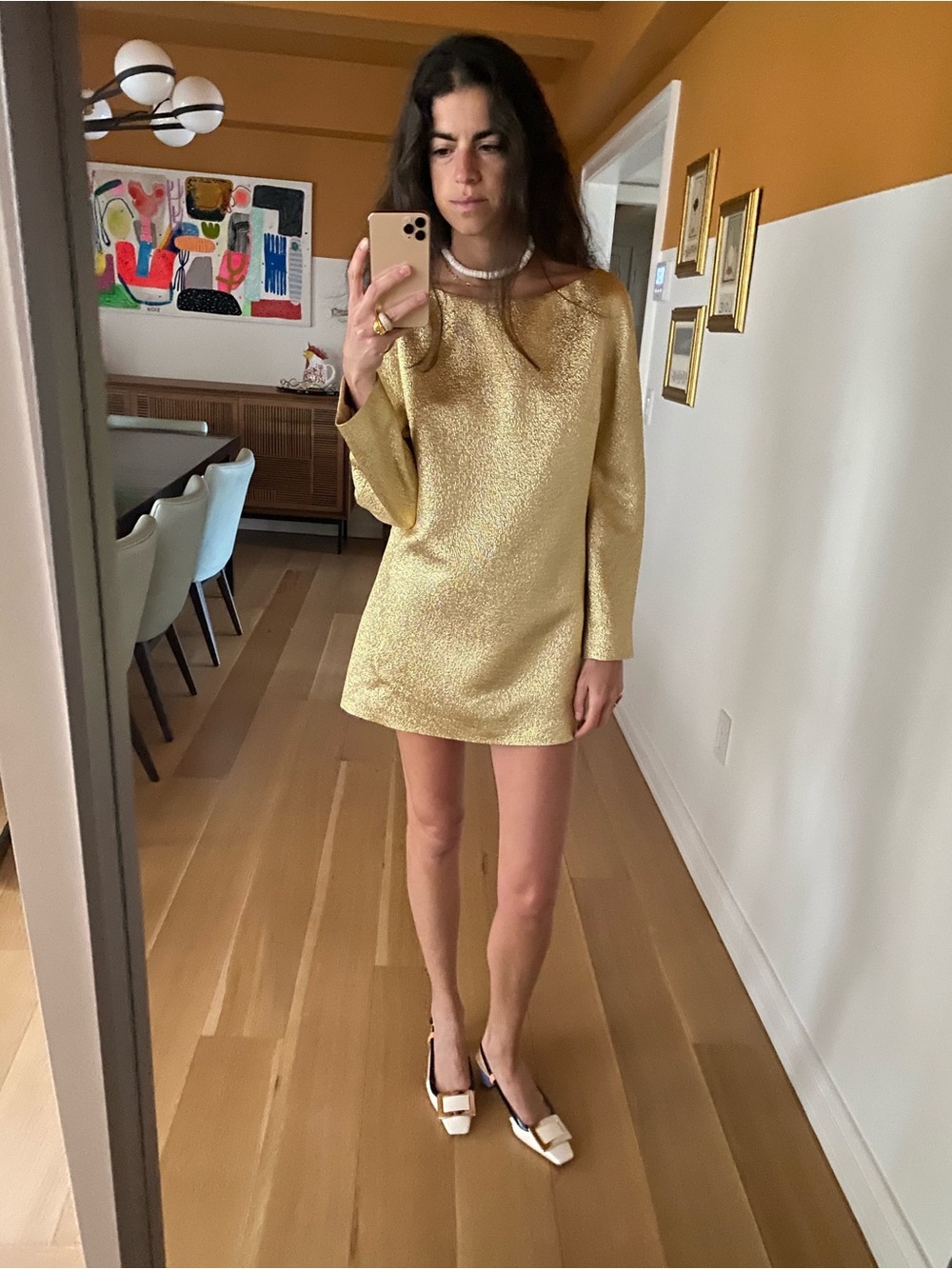 NWT Michael Kors Collection Gold Lame Micro Mini Tunic Top Resort 2011 Size 6